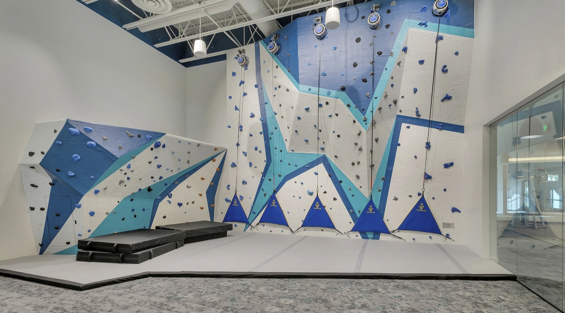 a rock climbing room 