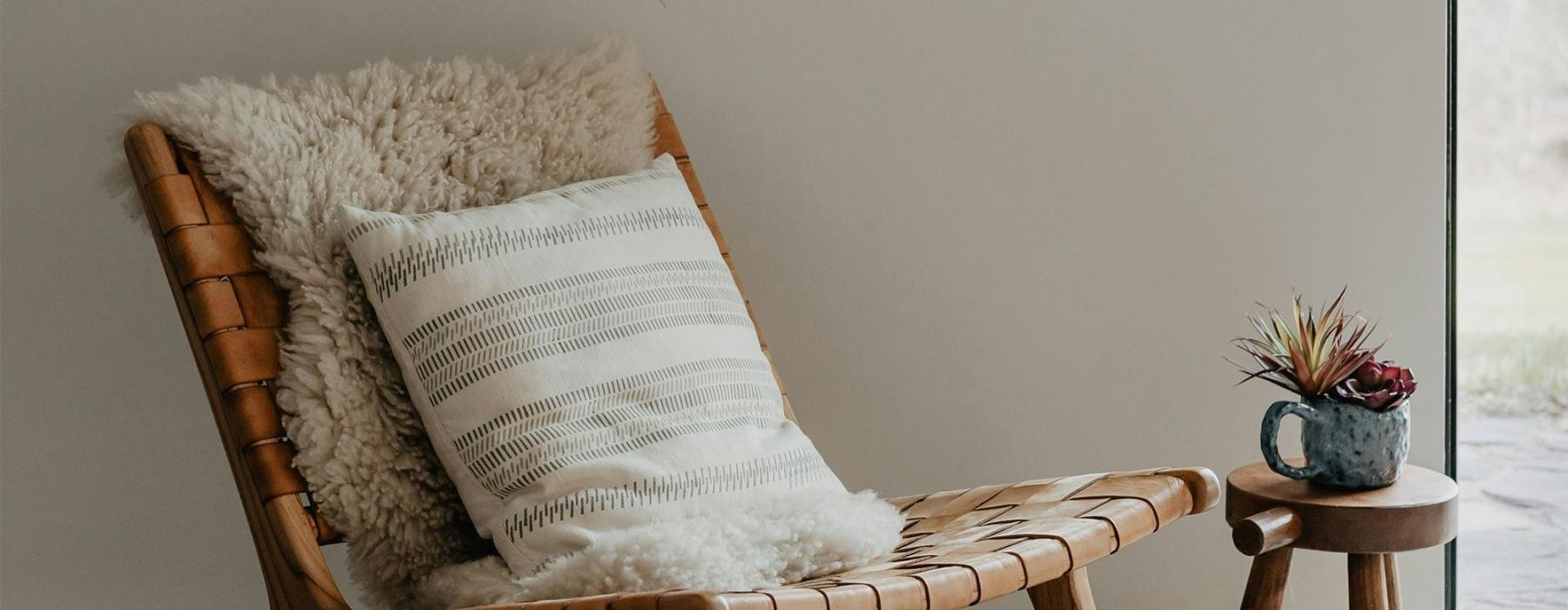 a chair with a pillow
